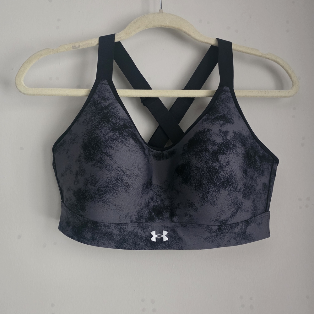 Under Armour Women's Tie-Dye Black and Gray Sports Bra SZ Large